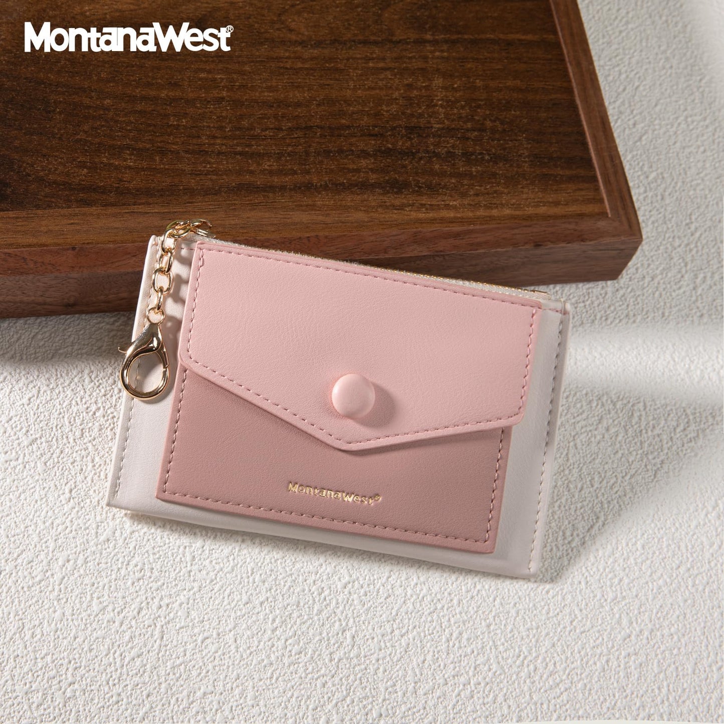 Montana West Stylish and Compact Credit Card Wallet for Women with Keychain and ID Slot Cardholder with Coin Pocket