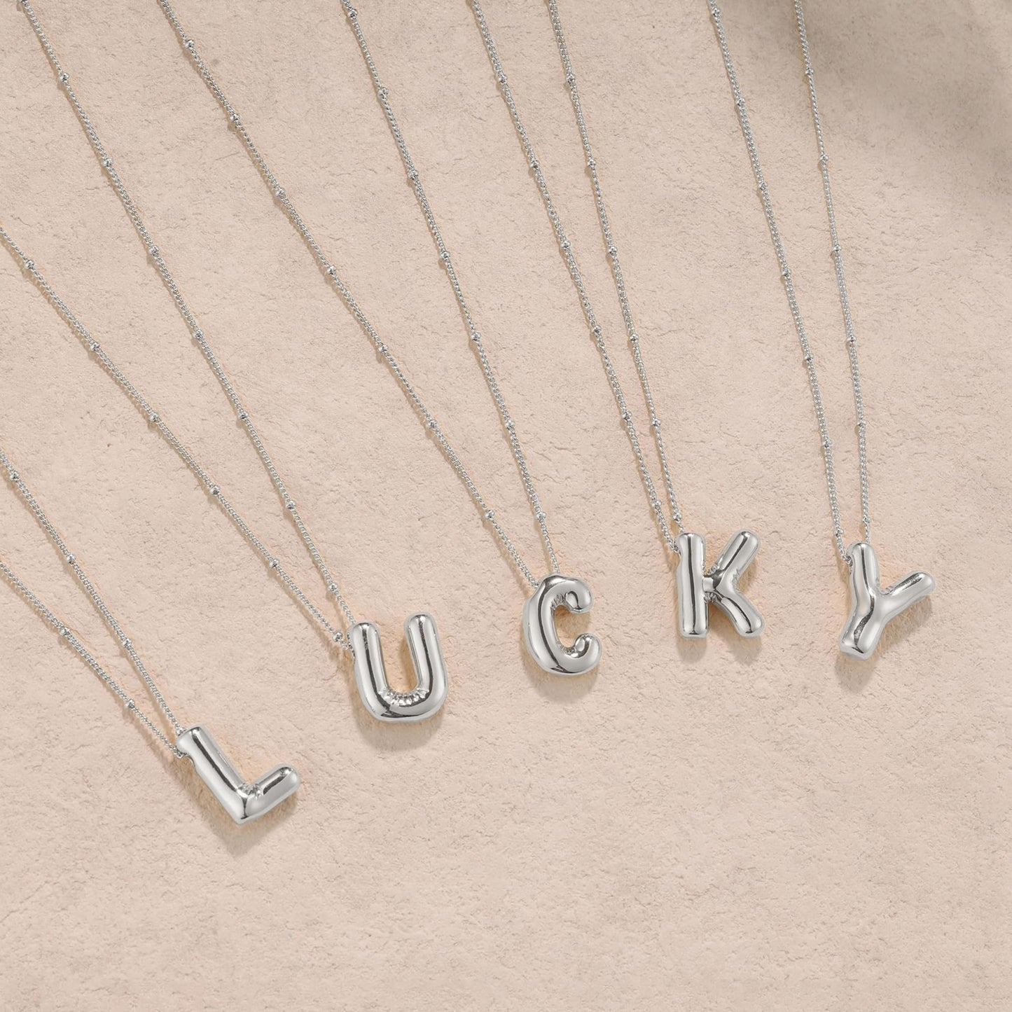 Gold Bubble Letter Necklace for Women, 14k Gold Plated Balloon Initial Letter Pendant Necklace Dainty Charm Initial Necklaces for Women Trendy Chunky Custom Name Necklace Gold Jewelry for Women