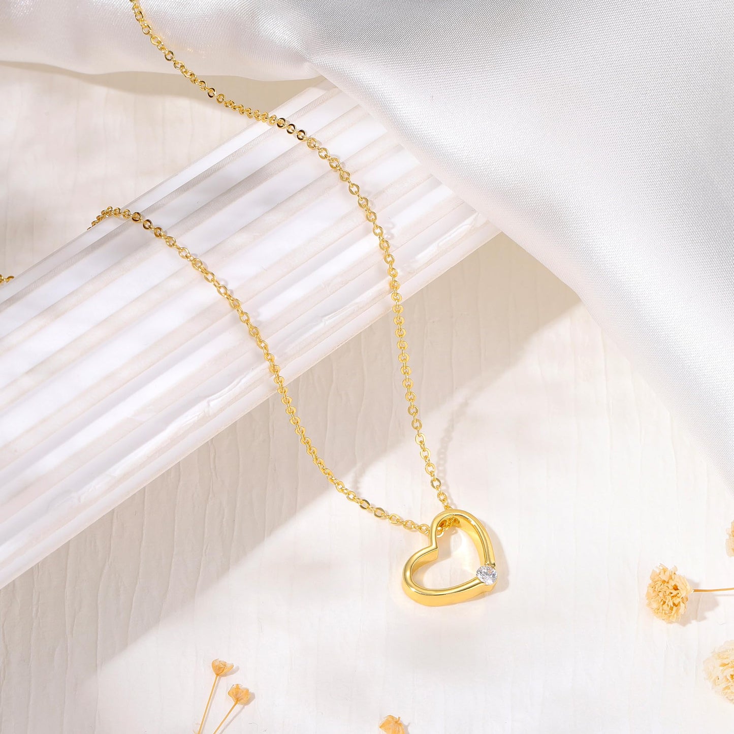 Dainty Gold Necklace for Women Girls Trendy - 14K Gold/Silver Plated Cute Heart Necklace for Women Handmade Heart Choker Necklace Tiny Heart Jewelry Gifts for Women Girls Teen Girls Stuff