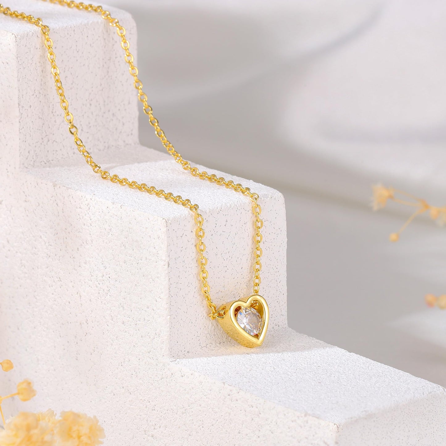 Dainty Gold Necklace for Women Girls Trendy - 14K Gold/Silver Plated Cute Heart Necklace for Women Handmade Heart Choker Necklace Tiny Heart Jewelry Gifts for Women Girls Teen Girls Stuff