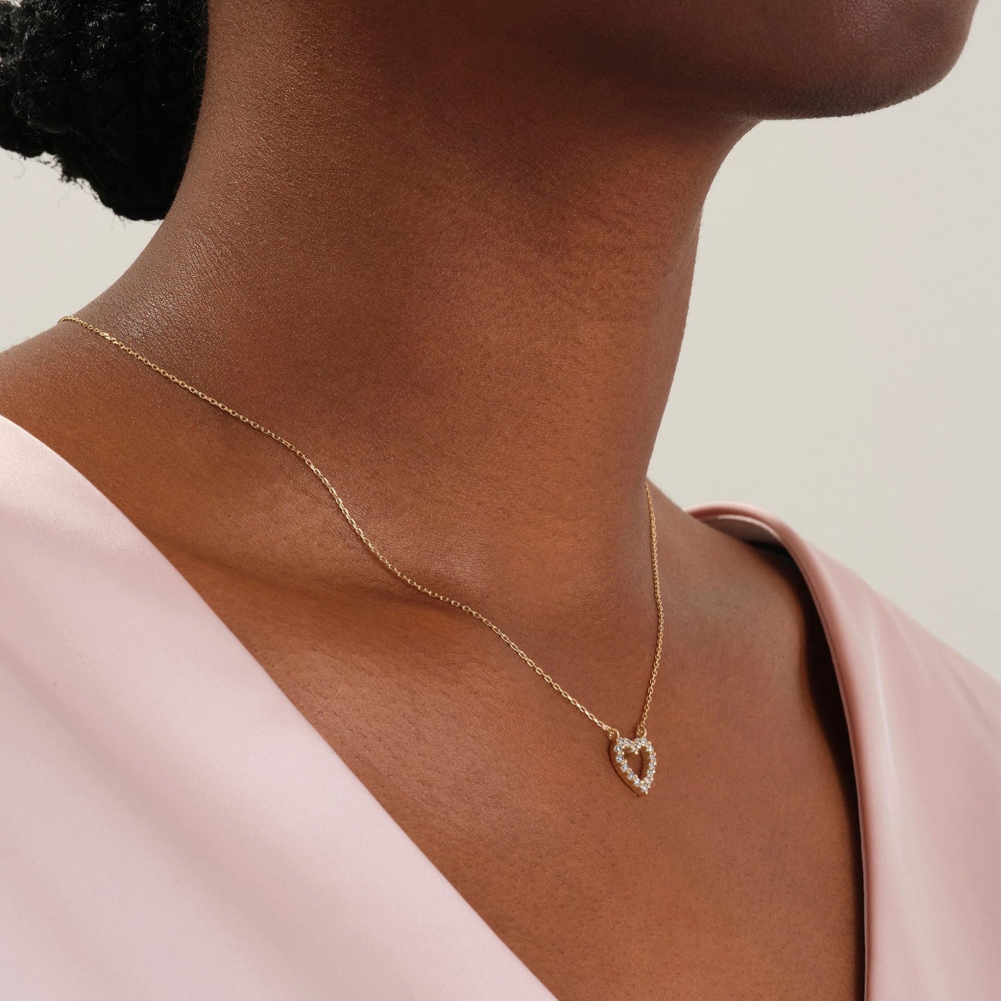 Dainty Gold Necklace for Women Girls Trendy - 14K Gold/Silver Plated Cute Heart Necklace for Women Handmade Heart Choker Necklace Tiny Heart Jewelry Gifts for Women Girls Teen Girls Stuff