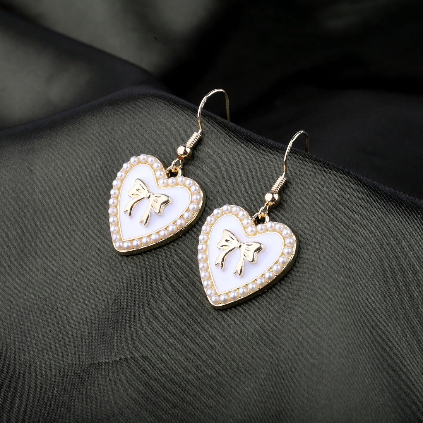 Coquette Girly Gift Jewelry Collection | Coquette Bow Earrings & Coquette Pearl Heart