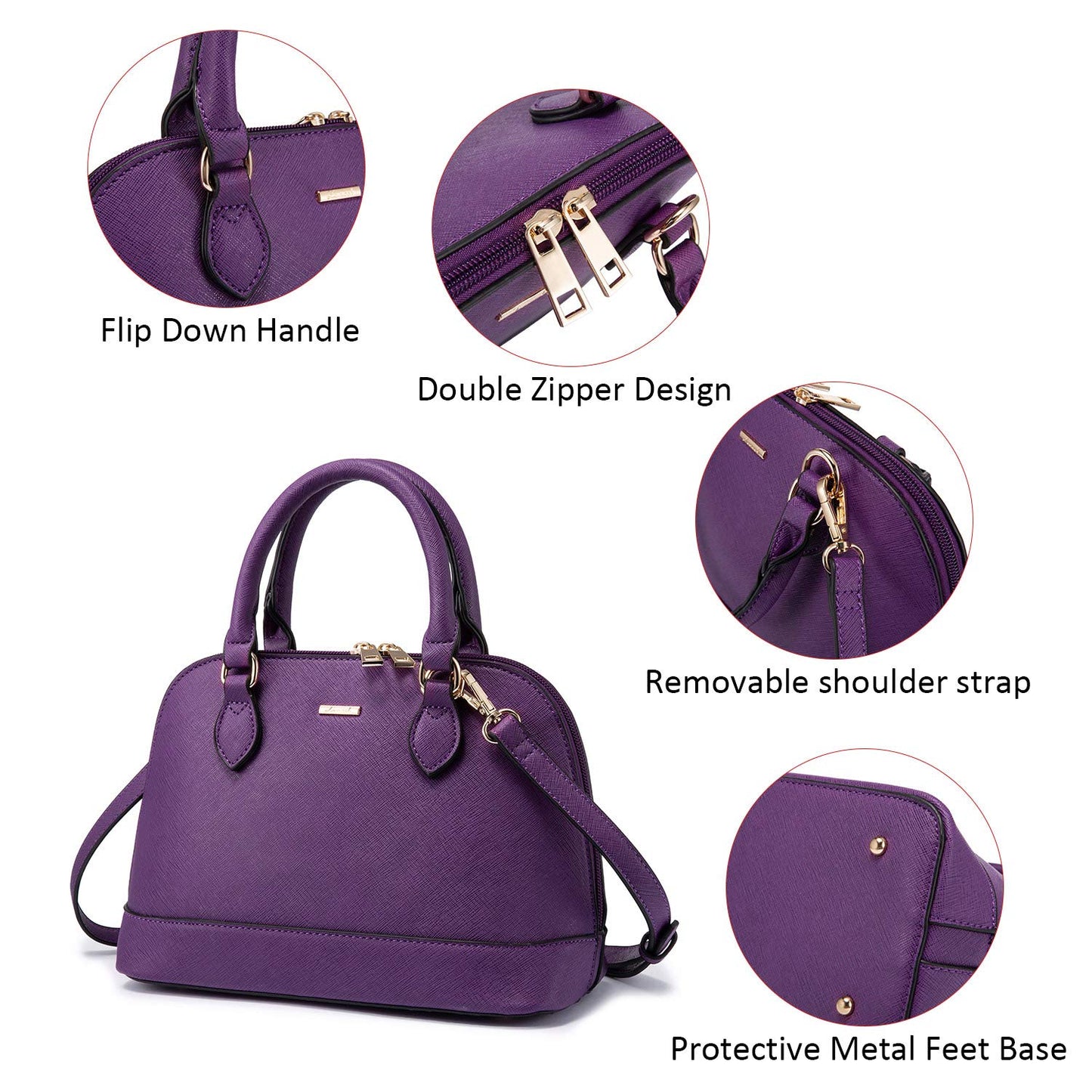 LOVEVOOK Purse for Women Small Crossbody Bags Classic Double Zip Top Handle Dome Satchel Bag