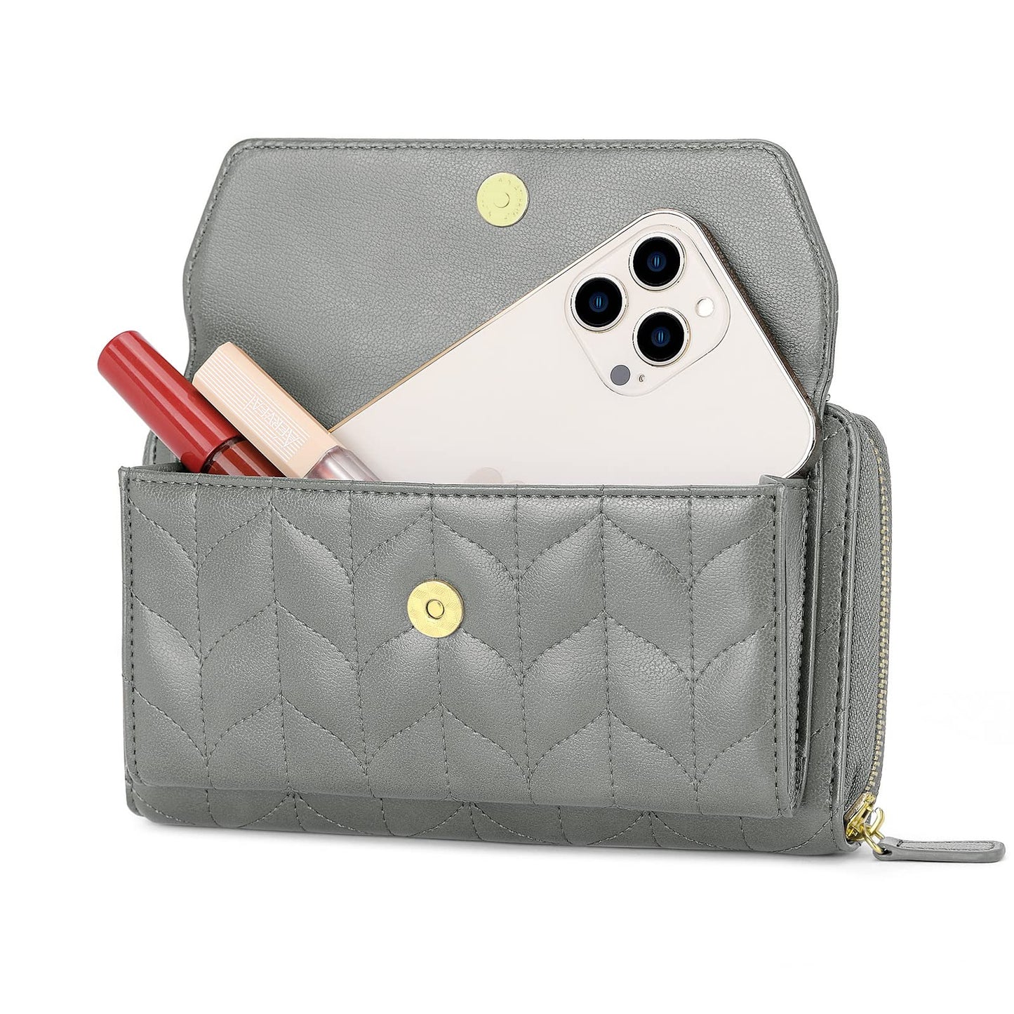 Womens RFID Wallet Purse Wristlet Crossbody Clutch with Zip Around 2 Strap