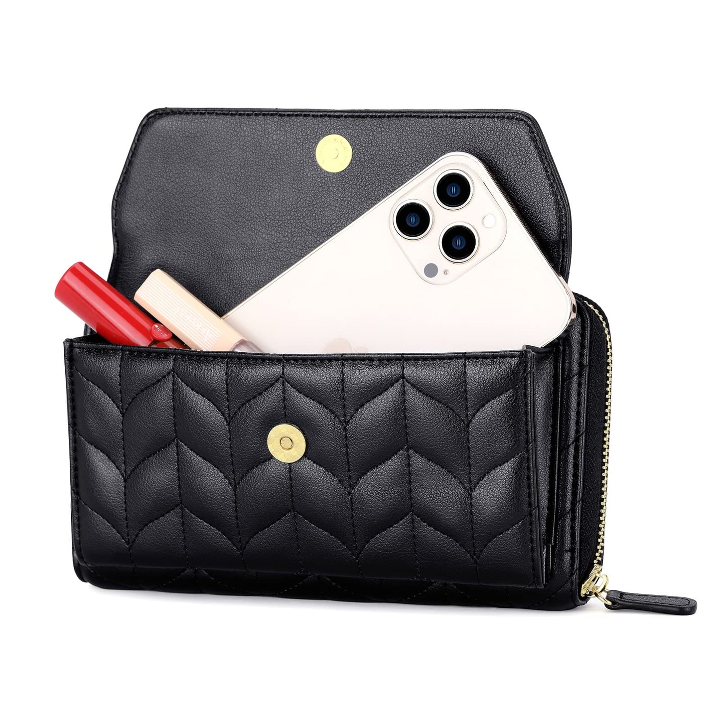 Womens RFID Wallet Purse Wristlet Crossbody Clutch with Zip Around 2 Strap