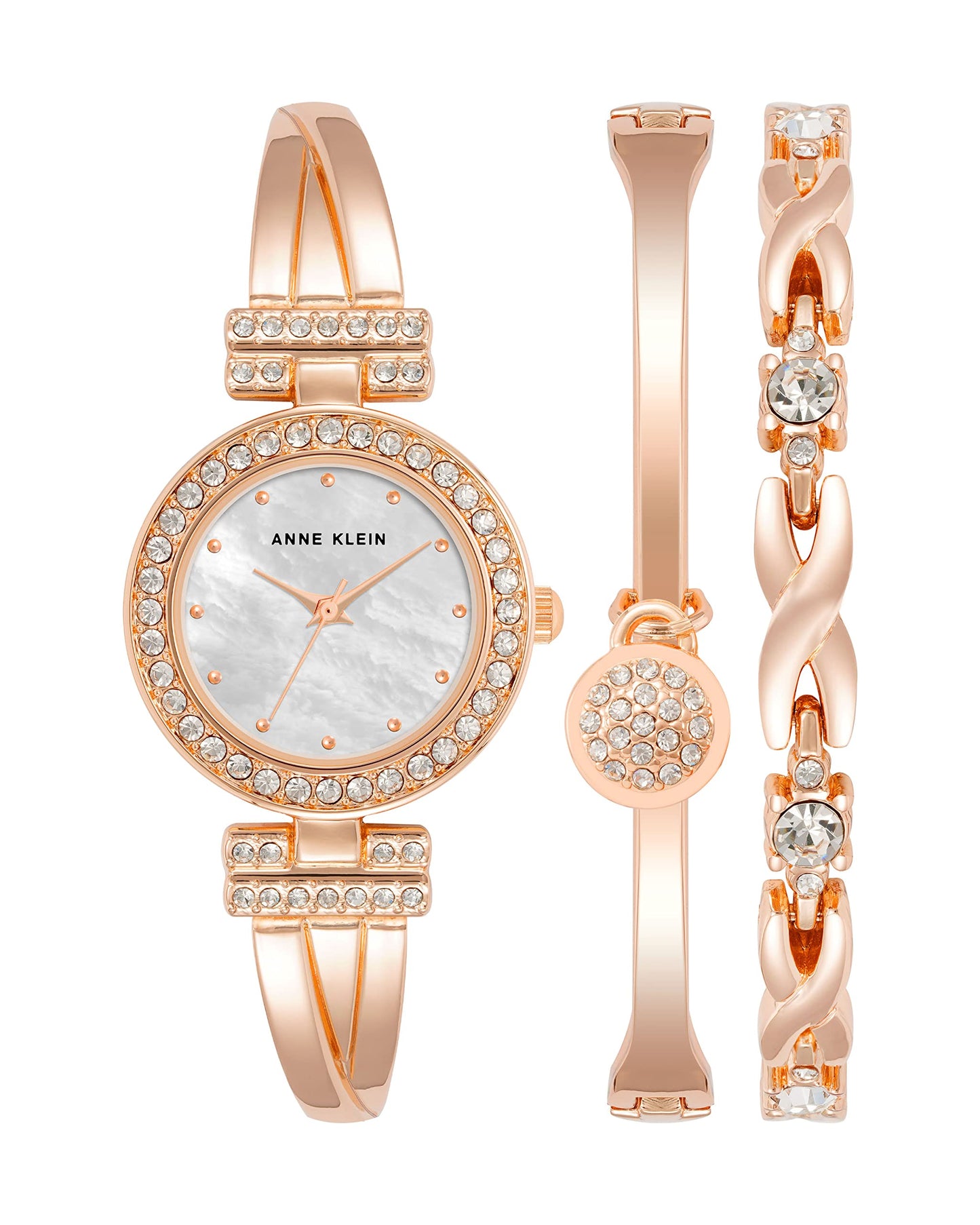 Women's Premium Crystal Accented Bangle Watch and Bracelet Set | Anne Klein