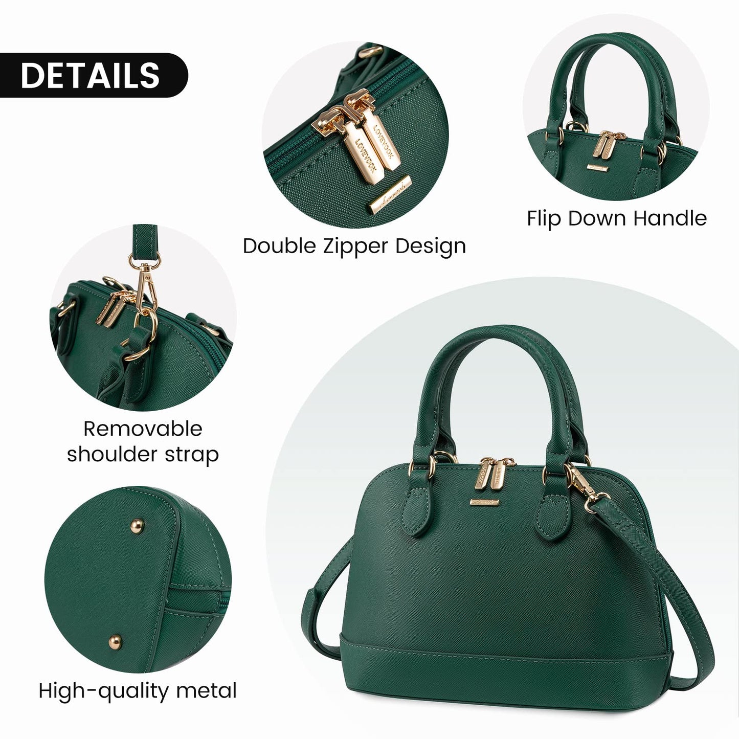 LOVEVOOK Purse for Women Small Crossbody Bags Classic Double Zip Top Handle Dome Satchel Bag