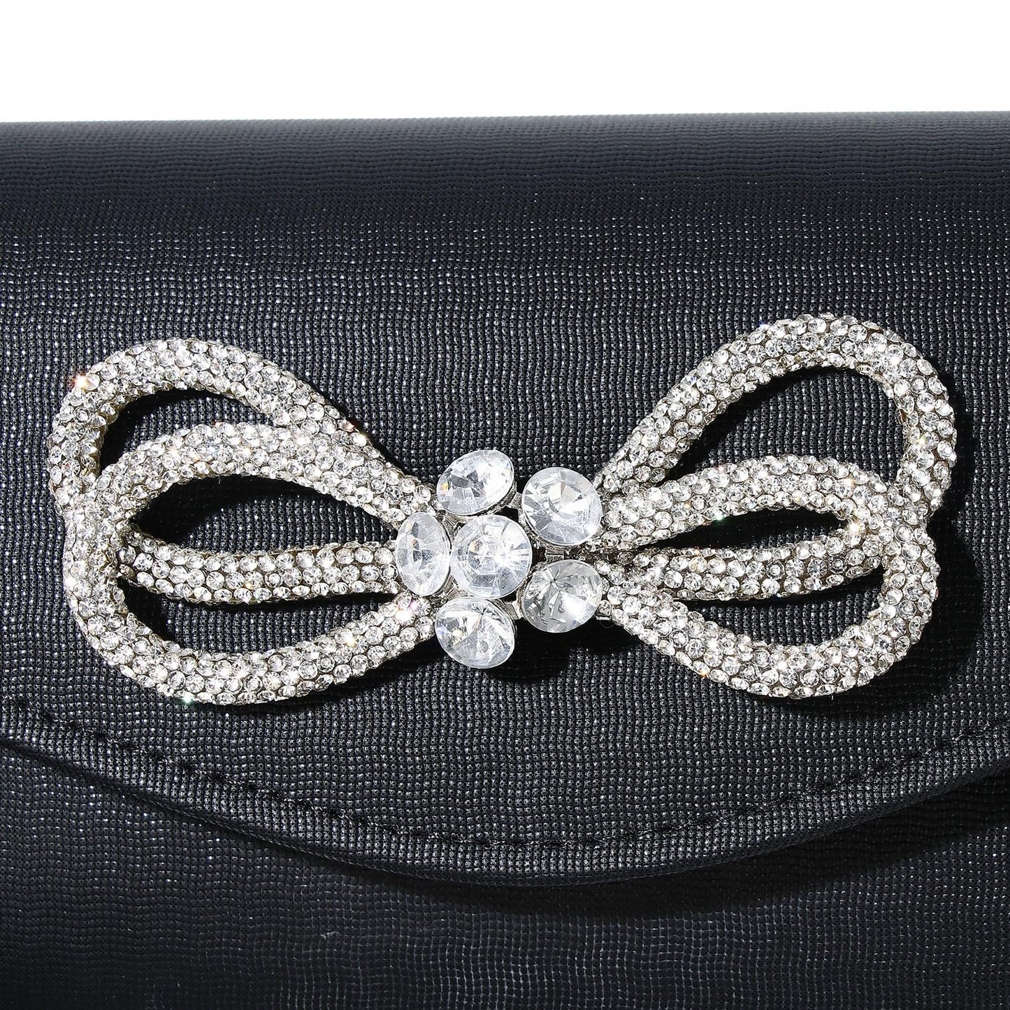 Women Evening Handbag Shiny Crystal Bow Flap Clutch Purse for Women Wedding Party Prom Purse