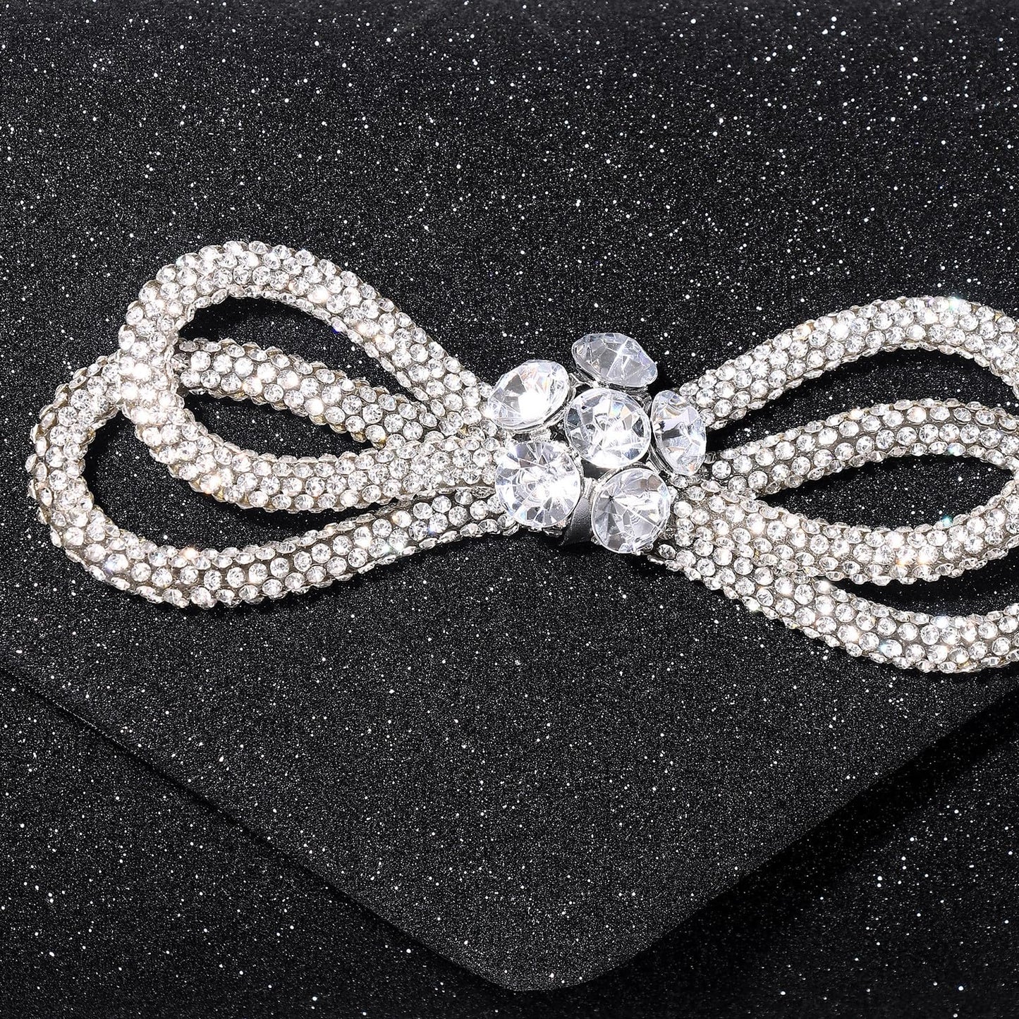 Women Evening Handbag Shiny Crystal Bow Flap Clutch Purse for Women Wedding Party Prom Purse