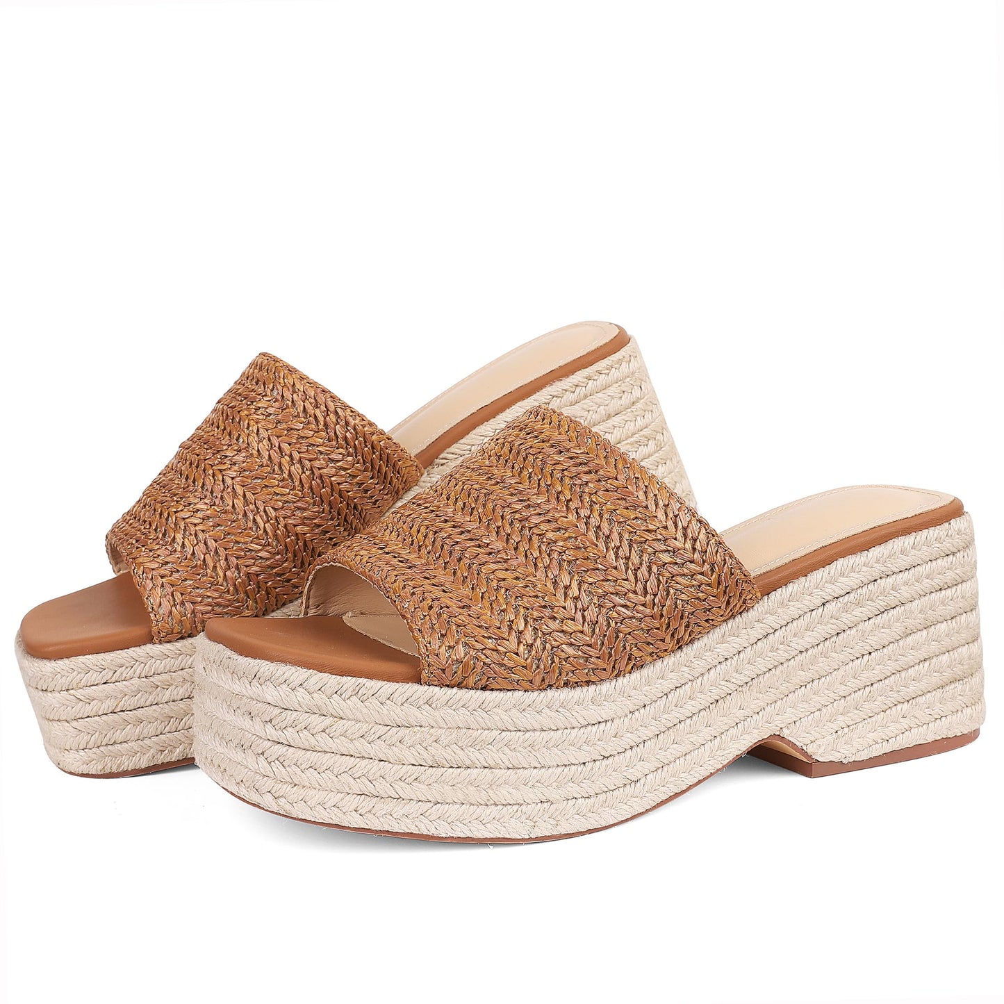 Platform Slip on Espadrille Sandals for Women Wedges Slides Bohemia Sandals Flatform Open Toe Beach Sandals