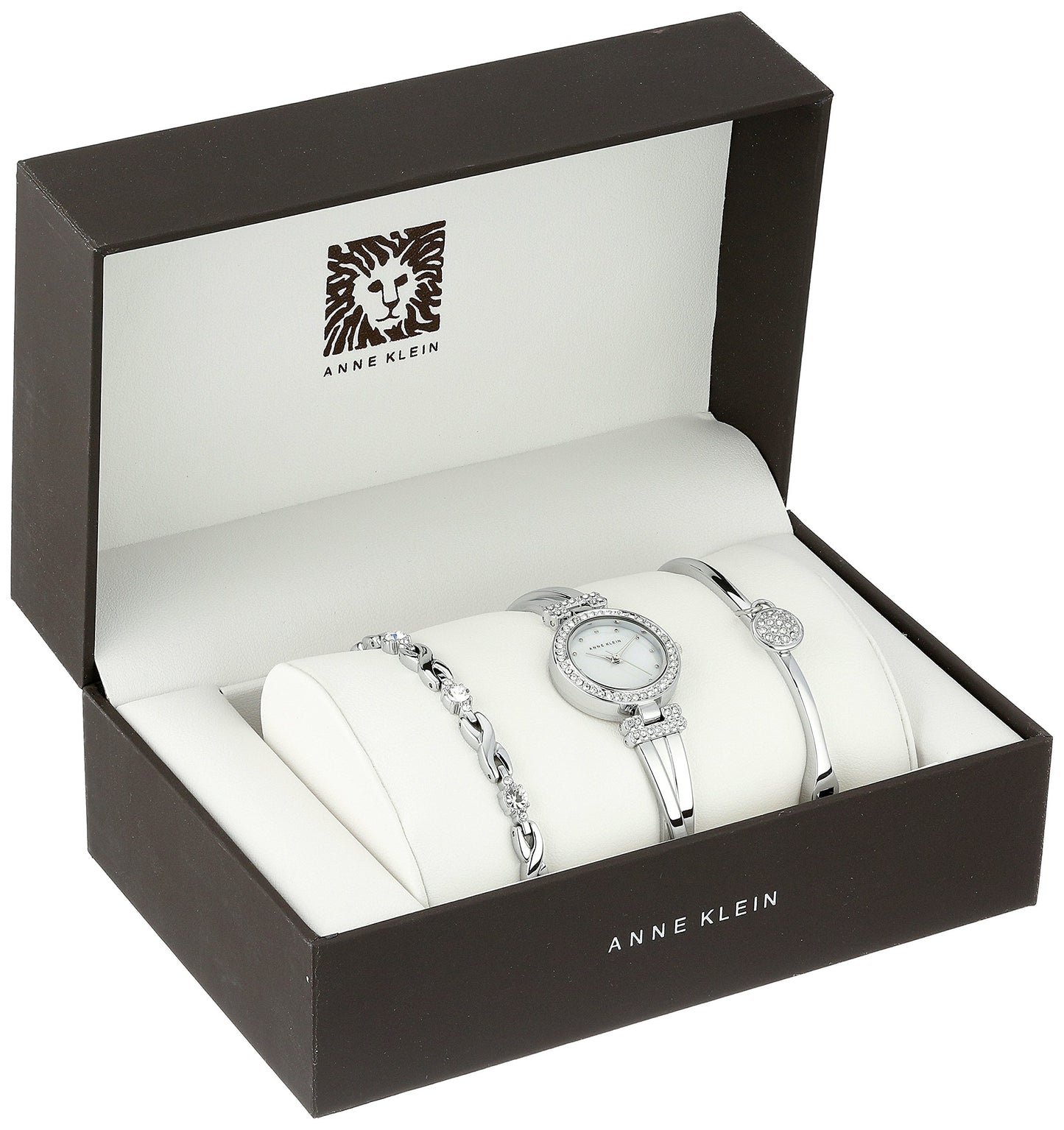 Women's Premium Crystal Accented Bangle Watch and Bracelet Set | Anne Klein